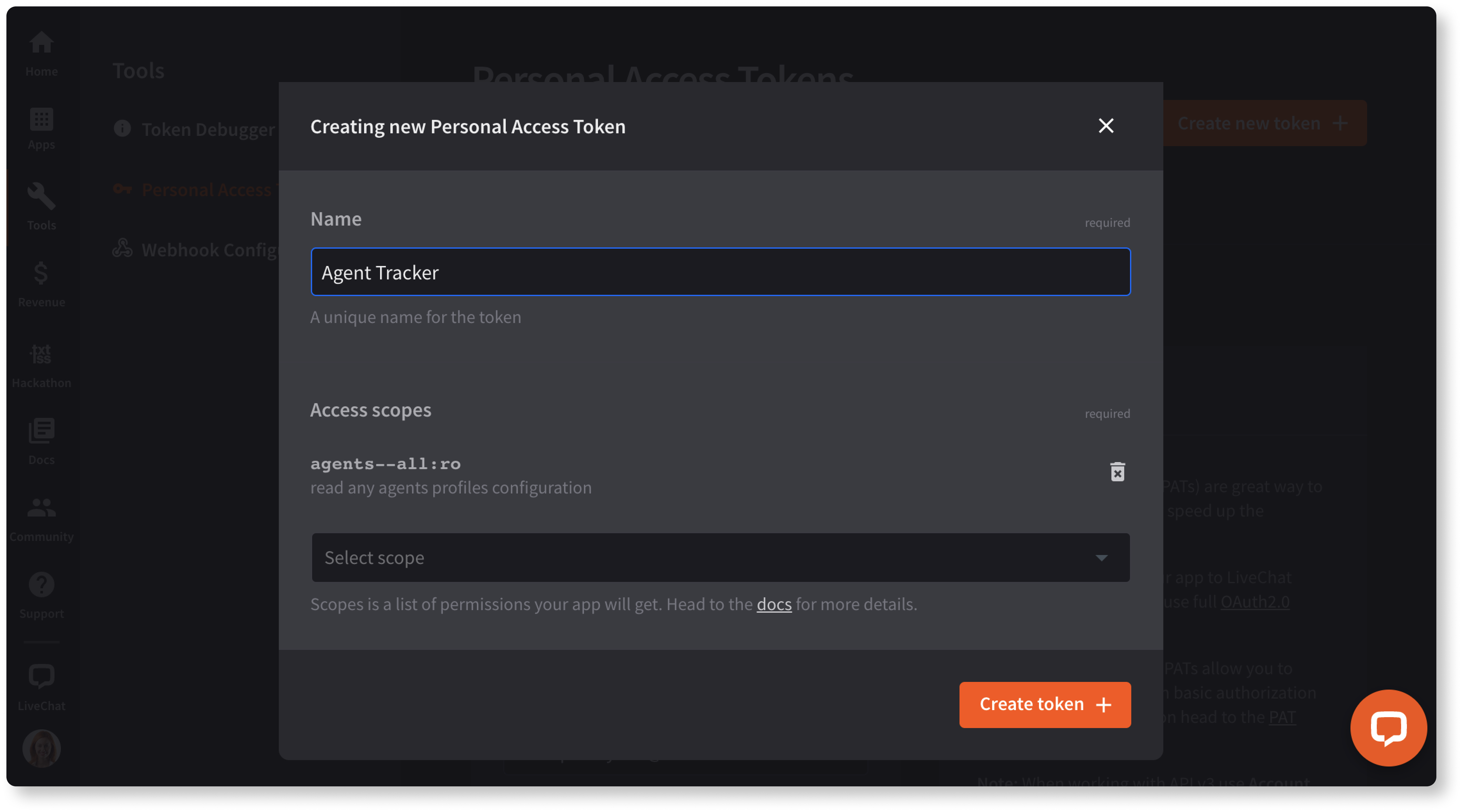 LiveChat Personal Access Tokens